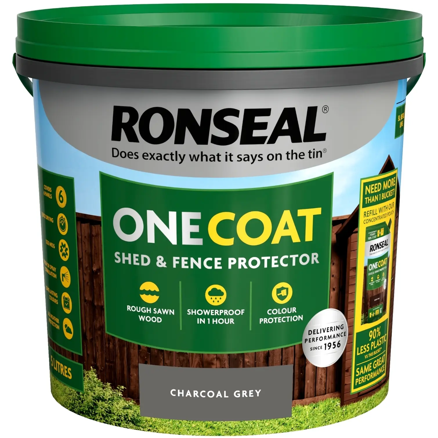 Ronseal One Coat Shed Fence Protector Charcoal Grey 5L fence paint UK