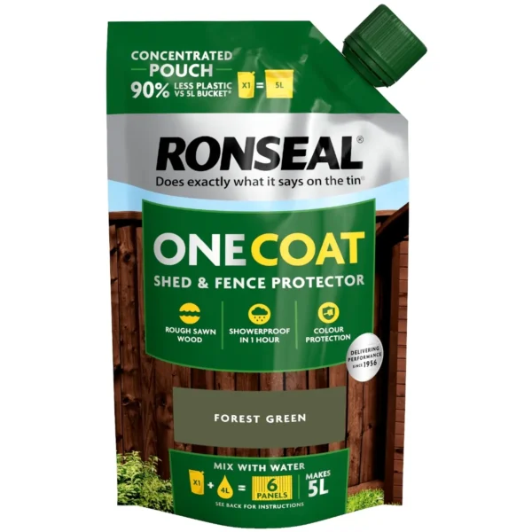 Ronseal One Coat Shed & Fence Protector Pouch Forest Green 950ml