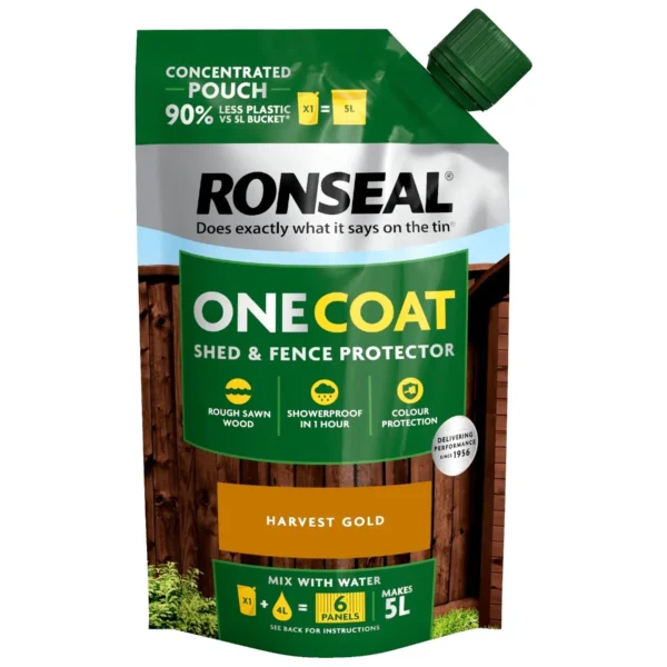 Ronseal One Coat Shed & Fence Protector Pouch Harvest Gold 950ml