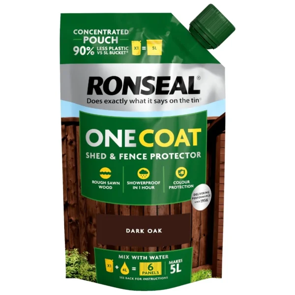Ronseal One Coat Shed & Fence Protector Pouch Dark Oak 950ml