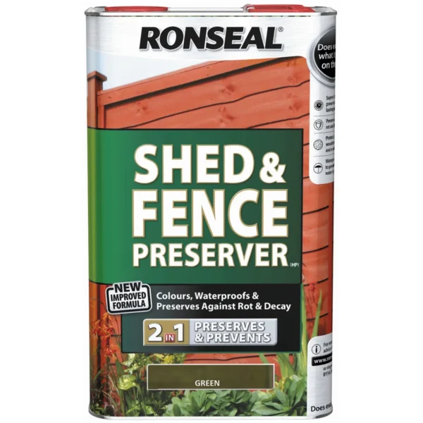 Ronseal Shed & Fence Preserver Green 5Ltr