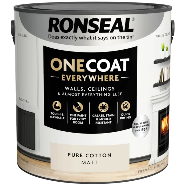 Ronseal Everywhere One Coat Matt Pure Cotton 2.5Ltr