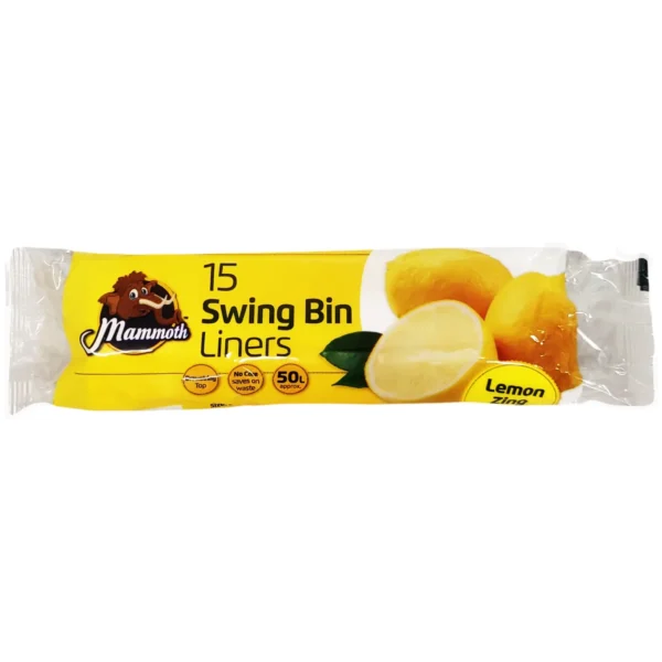 Mammoth Swing Bin Drawstring Liner 50L Lemon Zing Scent 15 Pack