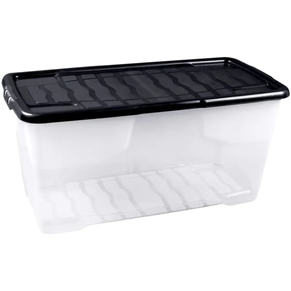 STR0002 Strata Clear Box with Black Lid 24Ltr