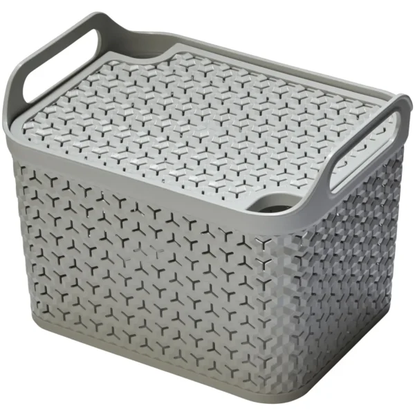Strata Urban Store Basket & Lid Medium Cool Grey 14 Litres 23x23.5x30.5cm