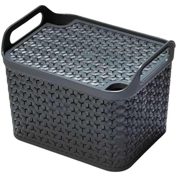 Strata Urban Store Basket And Lid Medium Charcoal 14 Litres Capacity 23 x 23.5 x 30.5cm