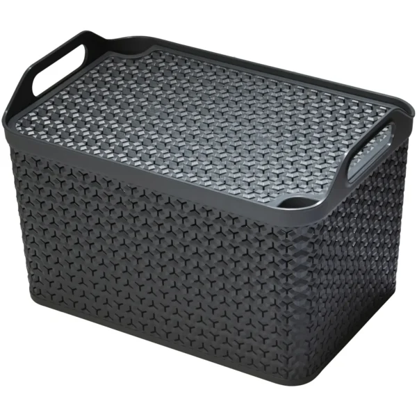 Strata Urban Store Basket And Lid Charcoal 21 Litres Capacity 29 x 30 x 43.5cm