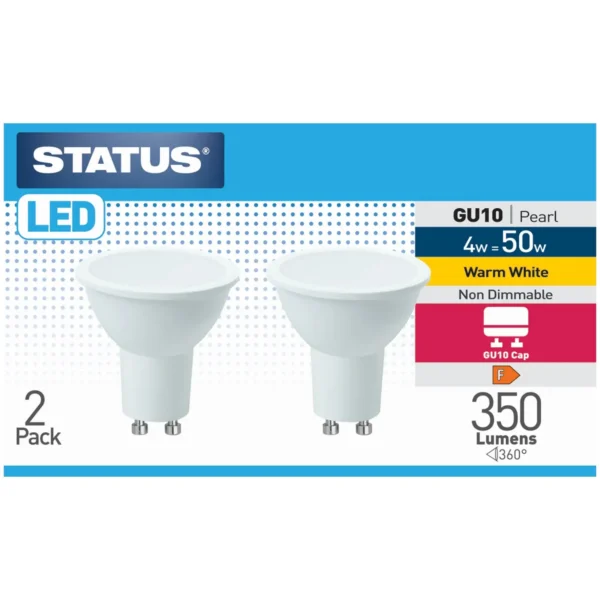 Status GU10 LED 4w = 50w Warm White Bulb Pack Of 2