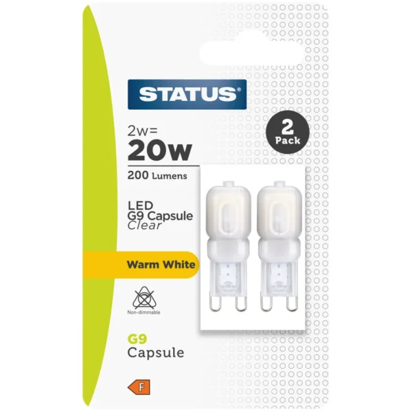 Status 2/20w LED G9 Warm White pack of 2