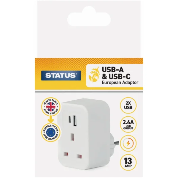 Status European USB Travel Adaptor