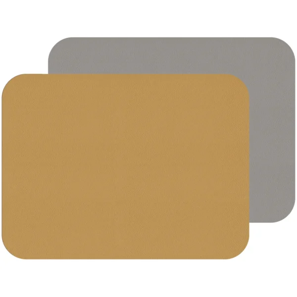 Freeform Mustard/Grey Flexi Faux Leather Placemats 2 Pack 40x30cm