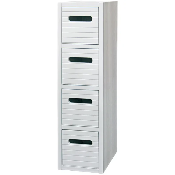 Bluecanyon Modena Wood 4 Drawer Cabinet Pre-Assembled White 17 x 24 x 66cm