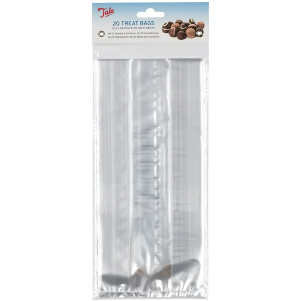 Tala Cellophane Bags with Gold Twists 12.5x28.5cm