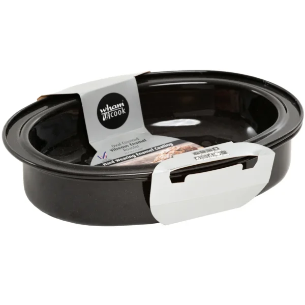 Wham Enamel Oval Covered Roaster Black 33.3cm x 24cm x 12cm