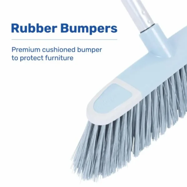 Blue-bristle cleaning brush with the words 'Rubber Bumpers' and 'Premium cushioned bumper to protect furniture'