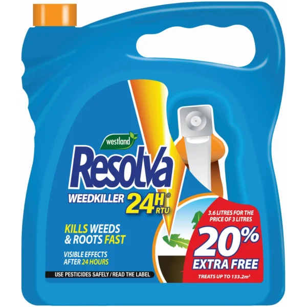 Resolva 24hr Weedkiller 3.6ltr 3ltr+20% Extra Free