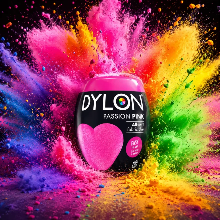 Dylon fabric dye machine pod with vibrant colour explosion — creative dyeing ideas for Ayrshire crafters